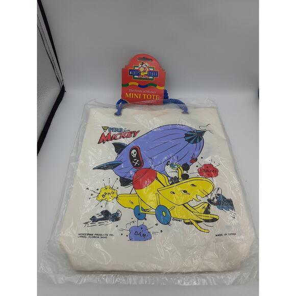 Vntg The Perils of Mickey Mini tote bag Disney New in pkg White Bag 2 avail - Picture 4 of 4